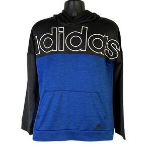 Adidas Shirt Boys XL 18-20 Blue‎ Pullover Hoodie Spell Out Youth Kids Logo